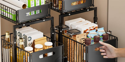 CARLA HOME 2- Pack Under Sink Organizer with Sliding Drawers & Height Adjustable for Kitchen Bathroom Cabinet Organization