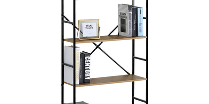 CARLA HOME 4 Tier Bookshelf - Industrial Display Shelf - Brown - Rustic - Steel - Living Room Office Tyack eCommerce Solutions