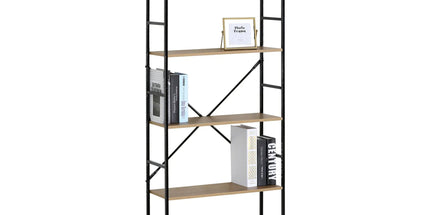 CARLA HOME 5 Tier Bookshelf - Industrial Display Shelf - Brown - Rustic - Steel - Living Room Office Tyack eCommerce Solutions