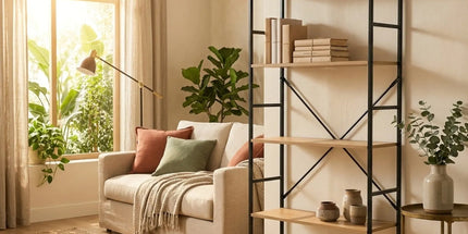 CARLA HOME 5 Tier Bookshelf - Industrial Display Shelf - Brown - Rustic - Steel - Living Room Office Tyack eCommerce Solutions