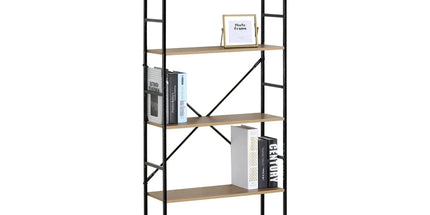 CARLA HOME 5 Tier Bookshelf - Industrial Display Shelf - Brown - Rustic - Steel - Living Room Office Tyack eCommerce Solutions