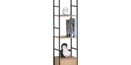 CARLA HOME 5 Tier Bookshelf with Cabinet - Brown - Storage Cabinet - Rustic - Steel Tyack eCommerce Solutions