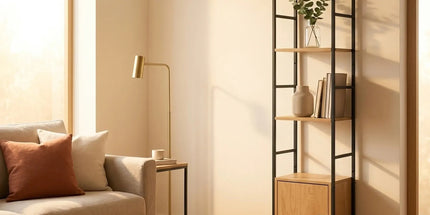 CARLA HOME 5 Tier Bookshelf with Cabinet - Brown - Storage Cabinet - Rustic - Steel Tyack eCommerce Solutions