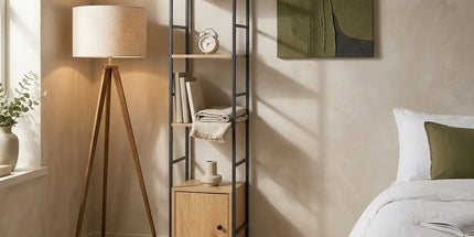 CARLA HOME 5 Tier Bookshelf with Cabinet - Brown - Storage Cabinet - Rustic - Steel Tyack eCommerce Solutions