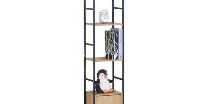 CARLA HOME 5 Tier Bookshelf with Cabinet - Brown - Storage Cabinet - Rustic - Steel Tyack eCommerce Solutions
