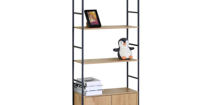 CARLA HOME Bookcase with Cabinet - 4 - Shelf Storage - Oak - Brown - Storage Cabinet Tyack eCommerce Solutions