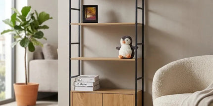 CARLA HOME Bookcase with Cabinet - 4 - Shelf Storage - Oak - Brown - Storage Cabinet Tyack eCommerce Solutions