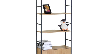 CARLA HOME Bookcase with Cabinet - 4 - Shelf Storage - Oak - Brown - Storage Cabinet Tyack eCommerce Solutions