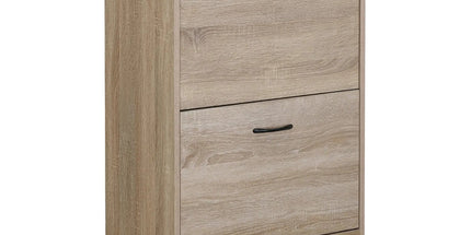 CARLA HOME 2 Flip Drawer Shoe Cabinet - Hidden Storage - Modern - Shoe Storage Cabinet - Oak Tyack eCommerce Solutions