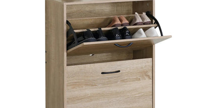 CARLA HOME 2 Flip Drawer Shoe Cabinet - Hidden Storage - Modern - Shoe Storage Cabinet - Oak Tyack eCommerce Solutions