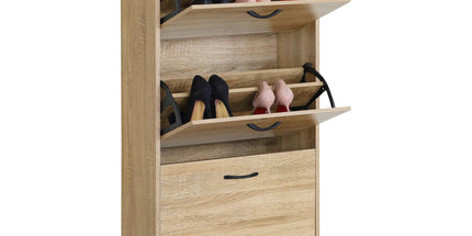 CARLA HOME 3 Flip Drawer Shoe Cabinet - Hidden Storage - Modern - Shoe Storage Cabinet - Oak Tyack eCommerce Solutions
