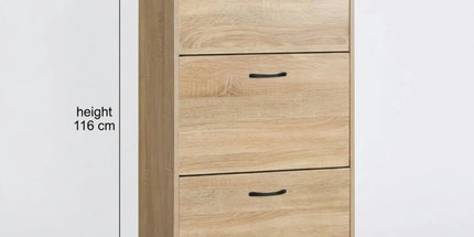 CARLA HOME 3 Flip Drawer Shoe Cabinet - Hidden Storage - Modern - Shoe Storage Cabinet - Oak Tyack eCommerce Solutions