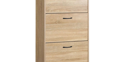 CARLA HOME 3 Flip Drawer Shoe Cabinet - Hidden Storage - Modern - Shoe Storage Cabinet - Oak Tyack eCommerce Solutions