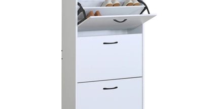 CARLA HOME 3 Flip Drawer Shoe Cabinet - Hidden Storage - Modern - Shoe Storage Cabinet - White Tyack eCommerce Solutions