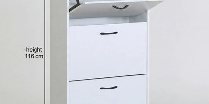 CARLA HOME 3 Flip Drawer Shoe Cabinet - Hidden Storage - Modern - Shoe Storage Cabinet - White Tyack eCommerce Solutions