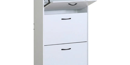 CARLA HOME 3 Flip Drawer Shoe Cabinet - Hidden Storage - Modern - Shoe Storage Cabinet - White Tyack eCommerce Solutions
