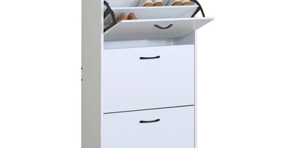 CARLA HOME 3 Flip Drawer Shoe Cabinet - Hidden Storage - Modern - Shoe Storage Cabinet - White Tyack eCommerce Solutions
