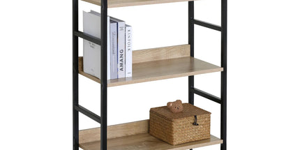 CARLA HOME 3 Tier Bookshelf - Wood Metal Display Shelf - Brown - Rustic - Steel - Living Room Office Tyack eCommerce Solutions