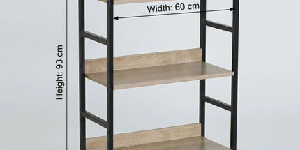 CARLA HOME 3 Tier Bookshelf - Wood Metal Display Shelf - Brown - Rustic - Steel - Living Room Office Tyack eCommerce Solutions