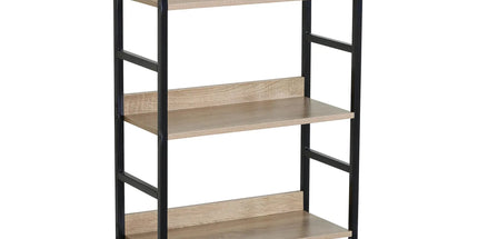 CARLA HOME 3 Tier Bookshelf - Wood Metal Display Shelf - Brown - Rustic - Steel - Living Room Office Tyack eCommerce Solutions