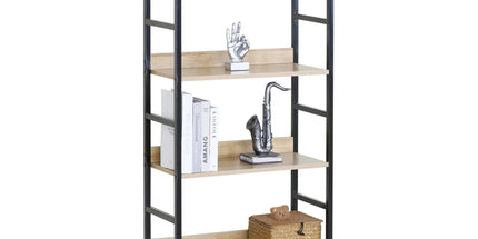 CARLA HOME 4 Tier Bookshelf - Wood Metal Display Shelf - Brown - Rustic - Steel - Living Room Office Tyack eCommerce Solutions