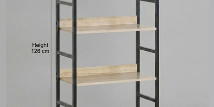 CARLA HOME 4 Tier Bookshelf - Wood Metal Display Shelf - Brown - Rustic - Steel - Living Room Office Tyack eCommerce Solutions