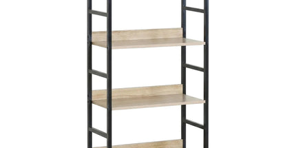 CARLA HOME 4 Tier Bookshelf - Wood Metal Display Shelf - Brown - Rustic - Steel - Living Room Office Tyack eCommerce Solutions
