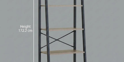 CARLA HOME 5 Tier Ladder Shelf - Wood Metal Display Bookcase - Brown - Rustic - Steel Tyack eCommerce Solutions