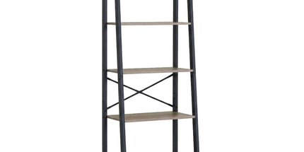 CARLA HOME 5 Tier Ladder Shelf - Wood Metal Display Bookcase - Brown - Rustic - Steel Tyack eCommerce Solutions
