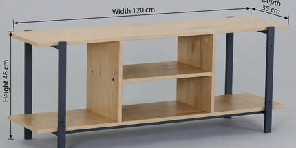CARLA HOME Tv Stand Entertainment Console - Open Shelves - Oak - Brown - Rustic - Steel Tyack eCommerce Solutions