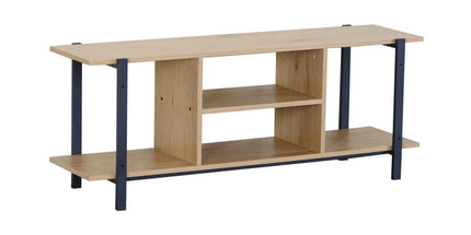 CARLA HOME Tv Stand Entertainment Console - Open Shelves - Oak - Brown - Rustic - Steel Tyack eCommerce Solutions