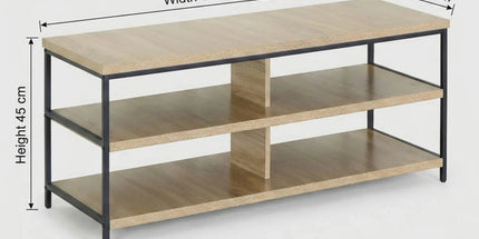 CARLA HOME Tv Stand 3 Tier Open Shelf Entertainment Console - Brown - Rustic - Steel Tyack eCommerce Solutions