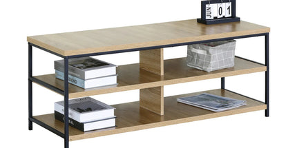 CARLA HOME Tv Stand 3 Tier Open Shelf Entertainment Console - Brown - Rustic - Steel Tyack eCommerce Solutions