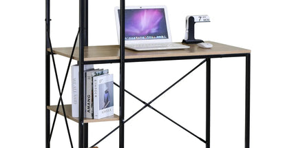 CARLA HOME Computer Desk with 4 Shelf Bookcase - Steel - Brown - Rustic - Office Desk Computer Tyack eCommerce Solutions