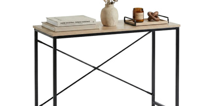 CARLA HOME Office Desk Computer Table - Metal Frame - Oak - 100cm - Brown - Rustic Tyack eCommerce Solutions