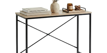 CARLA HOME Office Desk Computer Table - Metal Frame - Oak - 100cm - Brown - Rustic Tyack eCommerce Solutions