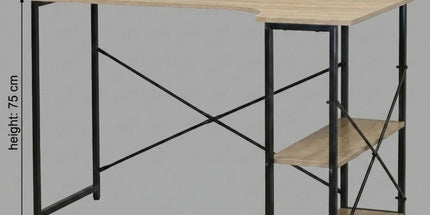 CARLA HOME Office Desk with 2 Shelves - Metal Frame - Natural - 120cm - Brown - Rustic Tyack eCommerce Solutions