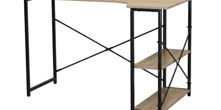 CARLA HOME Office Desk with 2 Shelves - Metal Frame - Natural - 120cm - Brown - Rustic Tyack eCommerce Solutions