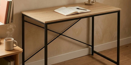 CARLA HOME Office Desk Computer Table - Metal Frame - Oak - 120cm - Brown - Rustic Tyack eCommerce Solutions