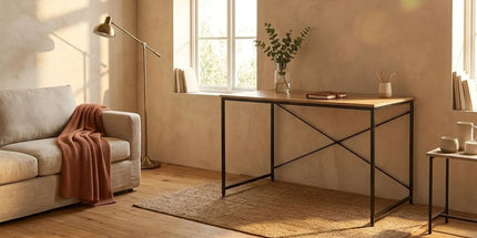 CARLA HOME Office Desk Computer Table - Metal Frame - Oak - 120cm - Brown - Rustic Tyack eCommerce Solutions