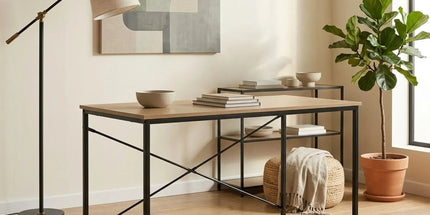 CARLA HOME Office Desk Computer Table - Metal Frame - Oak - 120cm - Brown - Rustic Tyack eCommerce Solutions
