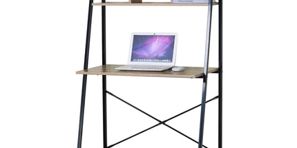 CARLA HOME Ladder Desk with Shelves - Steel Frame - Oak - 84cm - Brown - Study Desk Tyack eCommerce Solutions