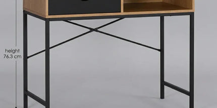 CARLA HOME Oak Computer Desk with Drawer - Mdf Steel Frame - Brown - Rustic - Office Desk Computer Tyack eCommerce Solutions
