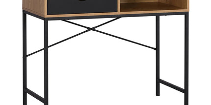 CARLA HOME Oak Computer Desk with Drawer - Mdf Steel Frame - Brown - Rustic - Office Desk Computer Tyack eCommerce Solutions