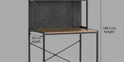 CARLA HOME Computer Desk with Hutch Shelves and Pegboard - Brown - Rustic - Steel Tyack eCommerce Solutions