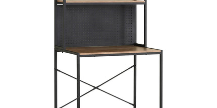 CARLA HOME Computer Desk with Hutch Shelves and Pegboard - Brown - Rustic - Steel Tyack eCommerce Solutions