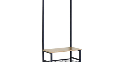 CARLA HOME Hall Tree Coat Rack with Bench - 5 Hooks - Brown - Rustic - Garment Rack Tyack eCommerce Solutions
