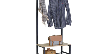 CARLA HOME Hall Tree Coat Rack with Bench - 5 Hooks - Brown - Rustic - Garment Rack Tyack eCommerce Solutions
