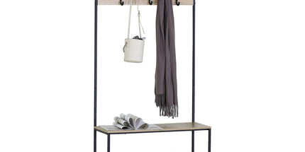 CARLA HOME Hall Tree Coat Rack with Bench - 8 Hooks - Brown - Rustic - Garment Rack Tyack eCommerce Solutions