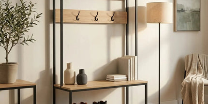CARLA HOME Hall Tree Coat Rack with Bench - 8 Hooks - Brown - Rustic - Garment Rack Tyack eCommerce Solutions